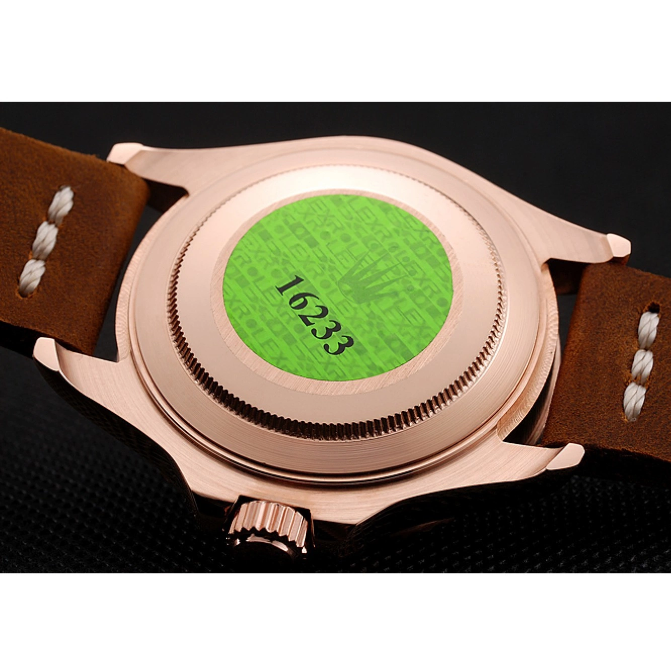 Aaa replica watch Dial 1453860 Bezel Rolex Leather Gold Brown Brown Black Case Yacht Rose Bracelet Master 0713